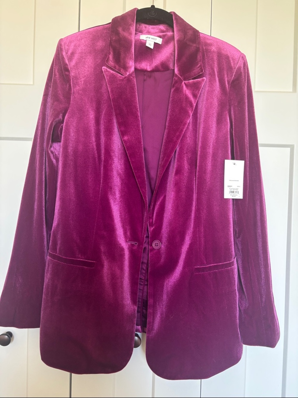 Nine West Velvet Blazer - Deep Magenta